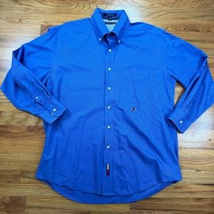 Tommy Hilfiger Mens Size Large 16 32-33 Blue Long Sleeve Original Oxford Shirt